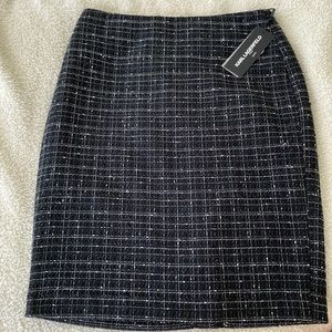 Karl Lagerfeld | Size 4 | Black and Silver Tweed Pencil Skirt NEW WITH TAGS